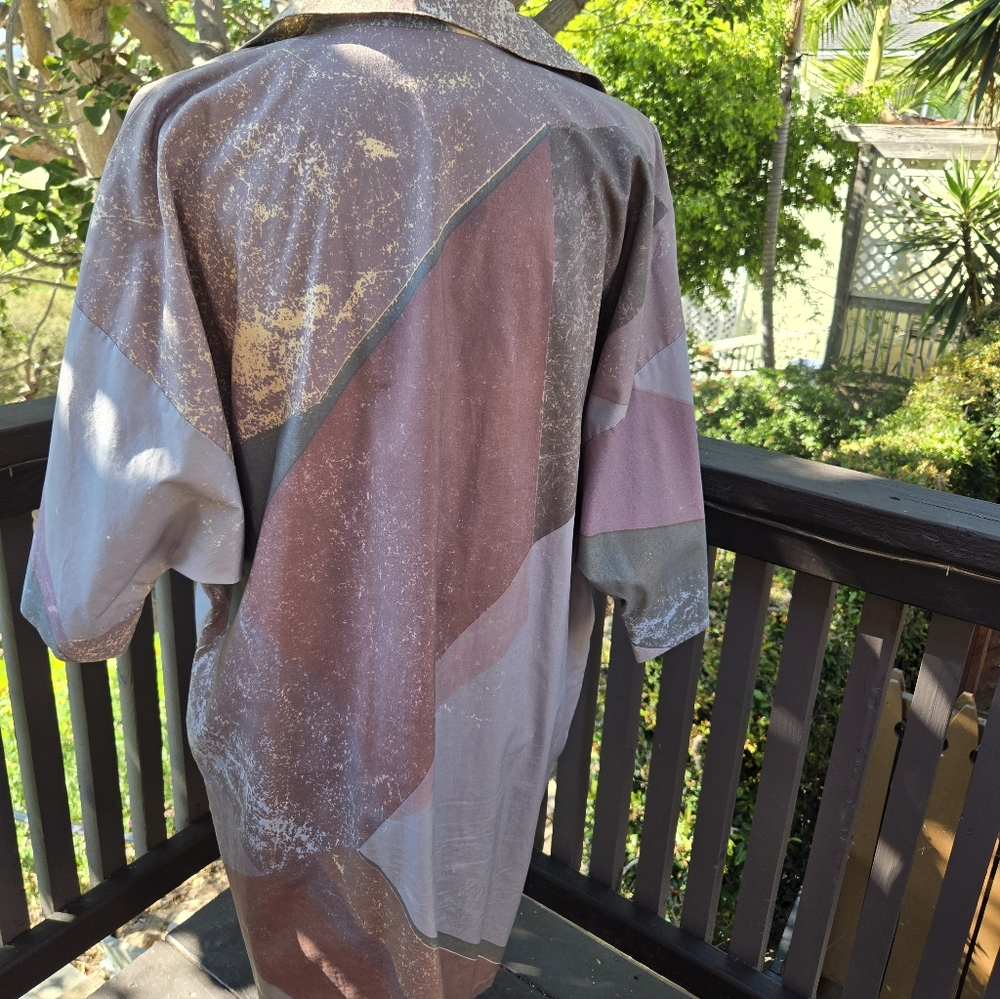 Vintage Marimekko Lavender, Green Cream Abstract Print Cotton Oversized XL - Picture 4 of 7